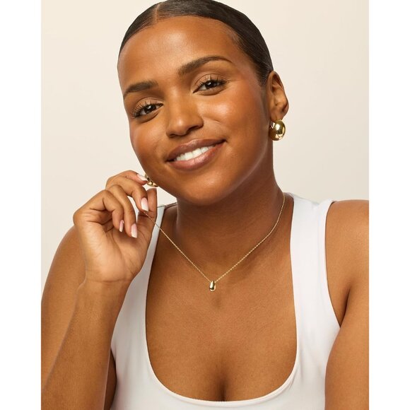 14K Gold Plated Dainty Pear Pendant Necklace for Women Tear Pendant - Picture 3 of 4